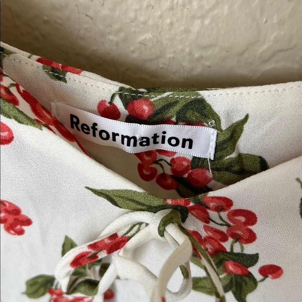 Reformation chandler mini cherry tie strap dress - Picture 7 of 11